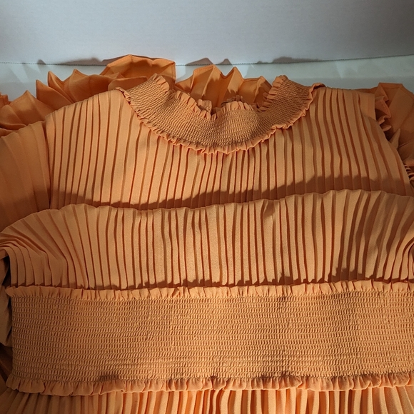 Nanette Lepore Accordian pleated melon Cocktail dress sz 14 NEW - Picture 5 of 10